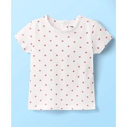 Babyhug Disney Single Jersey Knit Half Sleeves T-Shirt With Frock & Chip N Dale Print & Frill Detailing - White & Pink