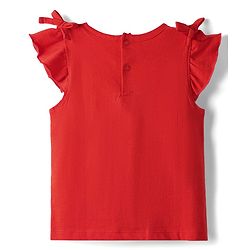 Babyhug Disney Single Jersey Knit Frill Sleeve T-Shirt & Short With Chip N Dale Graphics - Red & Blue