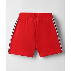 Babyhug Terry Cotton Knit Mid Thigh Length Shorts With Text Print - Red