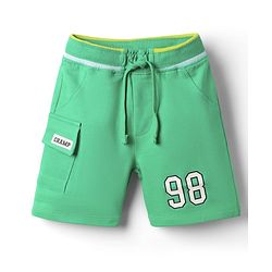 Babyhug Cotton Terry Knit Mid Thigh Shorts With Number Print - Green