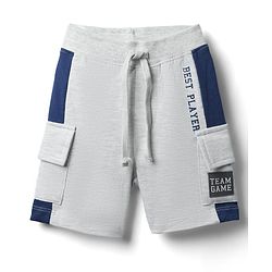 Babyhug Cotton Terry Knit Mid Thigh Shorts With Text Print - Light Grey