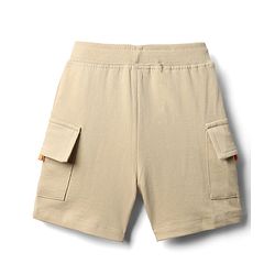 Babyhug Cotton Terry Knit Mid Thigh Solid Shorts - Khaki