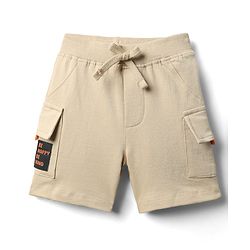 Babyhug Cotton Terry Knit Mid Thigh Solid Shorts - Khaki