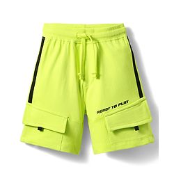 Babyhug Terry Knit Mid Thigh Length Text Printed Shorts With Front Pockets -Lime Green