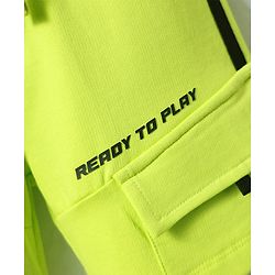 Babyhug Terry Knit Mid Thigh Length Text Printed Shorts With Front Pockets -Lime Green