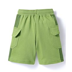 Babyhug Terry Knit Mid Thigh Length Cut & Sew Adventure Text Printed Shorts With Side Pockets - Green