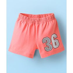 Babyhug Cotton Single Jersey Knit Mid Thigh Shorts With Polka Dots & Number Print Pack Of 2 - Pink & White