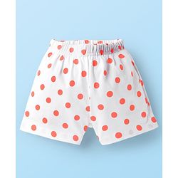 Babyhug Cotton Single Jersey Knit Mid Thigh Shorts With Polka Dots & Number Print Pack Of 2 - Pink & White