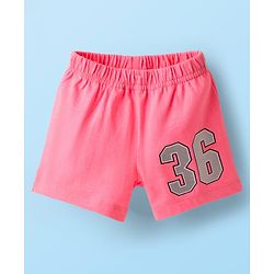 Babyhug Cotton Single Jersey Knit Mid Thigh Shorts With Floral & Number Print Pack Of 2 - Pink