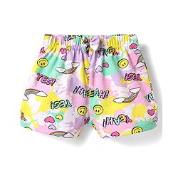 Babyhug Cotton Knit Mid Thigh Polka Dots & Smiley Printed Shorts with Bow Applique Pack of 2 - Dark Pink & White