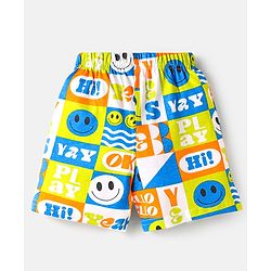 Babyhug Cotton Knit Mid Thigh Shorts with Text Print Pack of 3 - Coral White & Blue