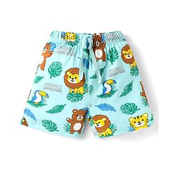 Babyhug Cotton Knit Mid Thigh Shorts with Jungle Theme Print Pack of 3 - Light Blue Yellow & Blue