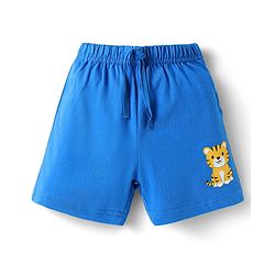 Babyhug Cotton Knit Mid Thigh Shorts with Jungle Theme Print Pack of 3 - Light Blue Yellow & Blue