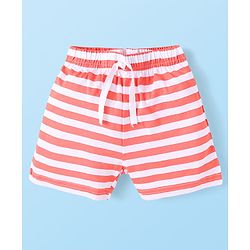 Babyhug Single Jersey Knit Mid Thigh Shorts with Stripes & Animal Print Pack Of 3 - Navy Blue & Red