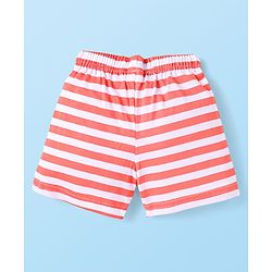 Babyhug Single Jersey Knit Mid Thigh Shorts with Stripes & Animal Print Pack Of 3 - Navy Blue & Red