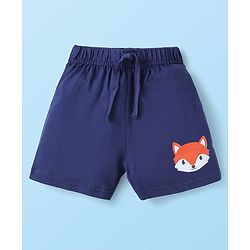 Babyhug Single Jersey Knit Mid Thigh Shorts with Stripes & Animal Print Pack Of 3 - Navy Blue & Red