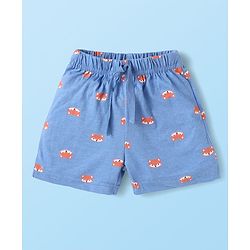 Babyhug Single Jersey Knit Mid Thigh Shorts with Stripes & Animal Print Pack Of 3 - Navy Blue & Red