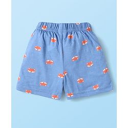 Babyhug Single Jersey Knit Mid Thigh Shorts with Stripes & Animal Print Pack Of 3 - Navy Blue & Red