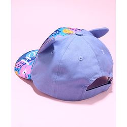 Babyhug Disney Cotton Blend Knit Baseball Cap With Stitch Print Blue - Diameter 50 cm