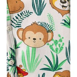 Babyhug 100% Cotton Antibacterial Half Sleeves Front Open jhabla With Stripes & Animal Print Pack Of 3 - Navy Blue & White