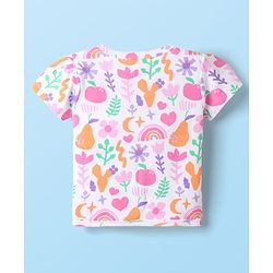 Babyhug 100% Cotton Interlock Knit Half Sleeves Front Open jhabla with Floral & Heart Print Pack of 3 - Orange Pink & White