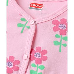 Babyhug 100% Cotton Interlock Knit Half Sleeves Front Open jhabla with Floral & Heart Print Pack of 3 - Orange Pink & White