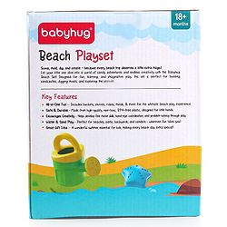 Babyhug 10 PCs Beach Play Set with Buckets Shovels & Fish, Crab, Star Fish, Ship, Airplane, Car Moulds for Kids & Toddlers, Useful for Gardening & Outdoor Tool Kit,BIS Certified