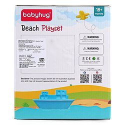 Babyhug 10 PCs Beach Play Set with Buckets Shovels & Fish, Crab, Star Fish, Ship, Airplane, Car Moulds for Kids & Toddlers, Useful for Gardening & Outdoor Tool Kit,BIS Certified