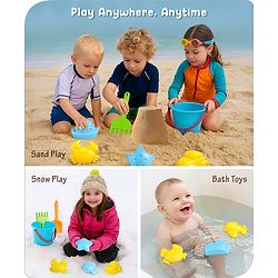 Babyhug 10 PCs Beach Play Set with Buckets, Shovels & Moulds for Kids & Toddlers, Outdoor Play | Bath Toy | BPA-Free | Imagination & Creativity | Shape & Color Recognition| Red |BIS Certified