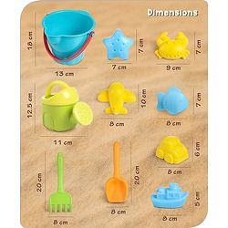 Babyhug 10 PCs Beach Play Set with Buckets, Shovels & Moulds for Kids & Toddlers, Outdoor Play | Bath Toy | BPA-Free | Imagination & Creativity | Shape & Color Recognition| Red |BIS Certified