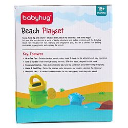 Babyhug 10 PCs Beach Play Set with Buckets, Shovels & Moulds for Kids & Toddlers, Outdoor Play | Bath Toy | BPA-Free | Imagination & Creativity | Shape & Color Recognition| Red |BIS Certified