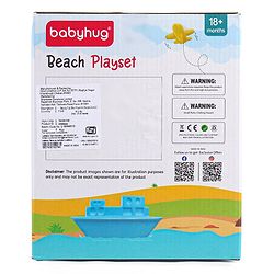 Babyhug 10 PCs Beach Play Set with Buckets, Shovels & Moulds for Kids & Toddlers, Outdoor Play | Bath Toy | BPA-Free | Imagination & Creativity | Shape & Color Recognition| Red |BIS Certified