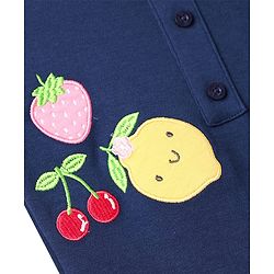 Babyhug Single Jersey Knit Polka Dot Printed Dungaree Style Romper with Half Sleeves Inner Tee - Pink & Navy Blue
