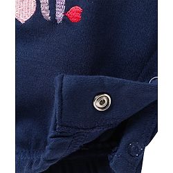 Babyhug Single Jersey Knit Polka Dot Printed Dungaree Style Romper with Half Sleeves Inner Tee - Pink & Navy Blue