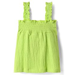 Babyhug Single Jersey Knit Sleeveless Solid Color Top & Shorts Set with Bow Applique & Strawberry Patch - Light Green