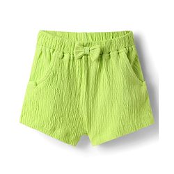 Babyhug Single Jersey Knit Sleeveless Solid Color Top & Shorts Set with Bow Applique & Strawberry Patch - Light Green