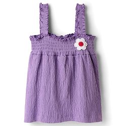 Babyhug Single Jersey Knit Sleeveless Solid Color Top & Shorts Set with Bow Applique & Strawberry Patch - Purple