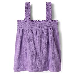 Babyhug Single Jersey Knit Sleeveless Solid Color Top & Shorts Set with Bow Applique & Strawberry Patch - Purple