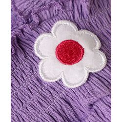 Babyhug Single Jersey Knit Sleeveless Solid Color Top & Shorts Set with Bow Applique & Strawberry Patch - Purple