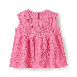 Babyhug Single Jersey Knit Sleeveless Solid Color Top & Shorts Set with Bow Applique - Dark Pink