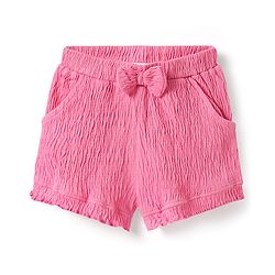 Babyhug Single Jersey Knit Sleeveless Solid Color Top & Shorts Set with Bow Applique - Dark Pink