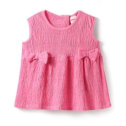 Babyhug Single Jersey Knit Sleeveless Solid Color Top & Shorts Set with Bow Applique - Dark Pink