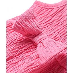 Babyhug Single Jersey Knit Sleeveless Solid Color Top & Shorts Set with Bow Applique - Dark Pink