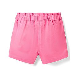 Babyhug Single Jersey Knit Half Puffed Sleeves Top & Woven Stretch Twill Shorts Set With Floral Print & Smocking - Pink
