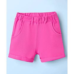 Babyhug Single Jersey Knit Sleeveless Top and Shorts with Bird & Tropical Print- White & Dark Pink