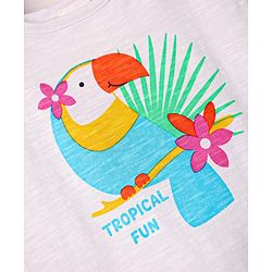 Babyhug Single Jersey Knit Sleeveless Top and Shorts with Bird & Tropical Print- White & Dark Pink