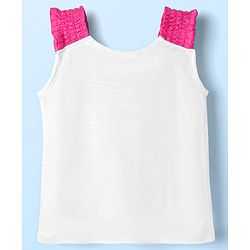 Babyhug Single Jersey Knit Sleeveless Top and Shorts with Bird & Tropical Print- White & Dark Pink