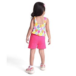 Babyhug Single Jersey Knit Sleeveless Top & Shorts with Floral Print - Pink