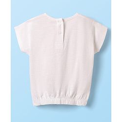 Babyhug Single Jersey Knit Half Sleeves Top & Woven Stretch Twill  Shorts Set with Fruit Print - White & Pink