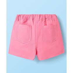 Babyhug Single Jersey Knit Half Sleeves Top & Woven Stretch Twill  Shorts Set with Fruit Print - White & Pink
